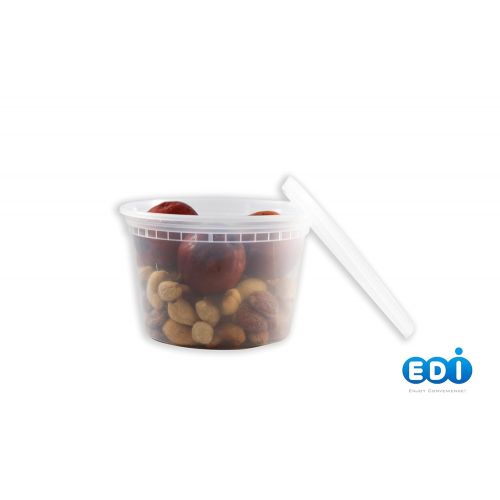  EDI SUPPLIES EDI Wholesale 250 Sets Microwavable Translucent Plastic Soup Food Deli Container With Lid (16OZ)