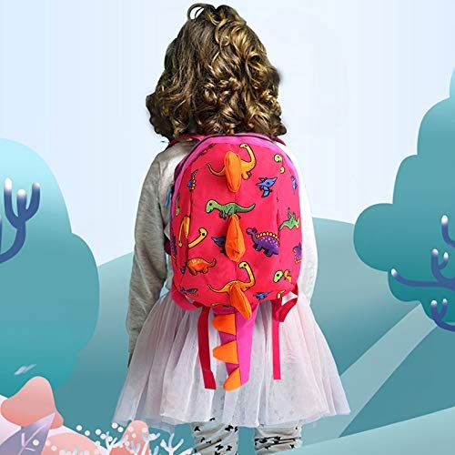  EDITHA 3-6 Year Old Children Dinosaur Backpack School bag with Safety Leash Anti-lost (Pink)