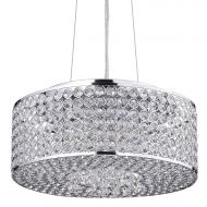 EDVIVI Edvivi Corona 4-Light Chrome Round Beaded Drum Crystal Chandelier Pendant Ceiling Fixture | Glam Lighting