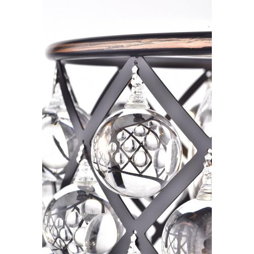  EDVIVI Edvivi Azha 3-Light Oil Rubbed Bronze Drum Pendant Chandelier with Crystal Spheres | ORB | Glam Lighting