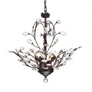 EDVIVI Edvivi 4-Light Antique Copper Crystal Chandelier with Crystal Leaves | Glam Lighting