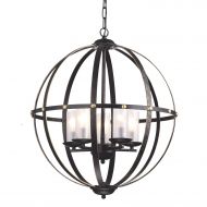 EDVIVI Edvivi 5-Light Antique Bronze Globe Sphere Orb Cage Chandelier Ceiling Fixture with Glass Sconces | Modern Farmhouse Lighting