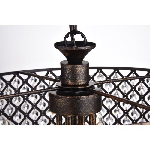  EDVIVI Edvivi Marya 4-Lights Oil Rubbed Bronze Round Crystal Chandelier Ceiling Fixture | Beaded Drum Shade | Glam Lighting