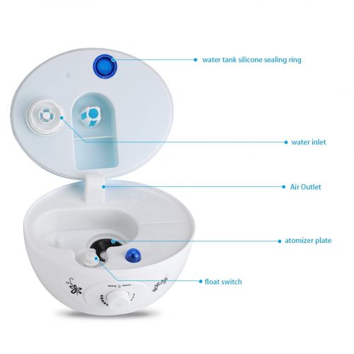  EECOO 3L Ultrasonic Cool Mist Humidifier,Quiet Operation,and Multicolor Night Light Function