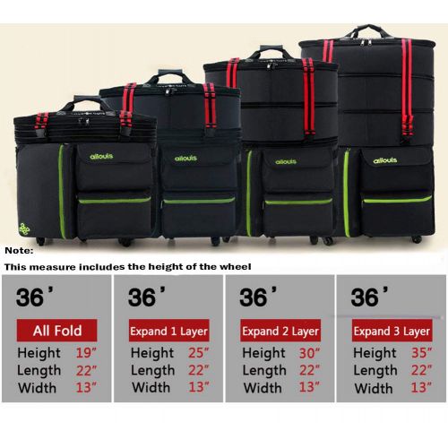  EEEE AILOUIS ailouis 36 Inch Expandable Extra Large Wheeled Travel Duffel Luggage Bag (Black A)