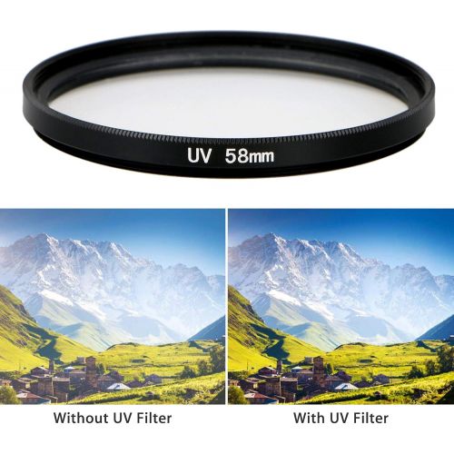  EEEKit 58mm Hard Lens Hood + 58mm Soft Lens Hood + 58mm UV Filter Lens Kit for Canon Rebel T7i T6S T6i T6 T5i T5 T4i T3i T3 T2i T1i XT XTi XSi SL1