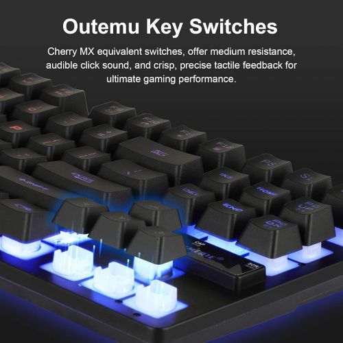  EEEKit Wired Gaming Keyboard and Mouse Combo RGB Backlit Gaming Keyboard with Multimedia Keys Wrist Rest and Red Backlit Gaming Mouse 3200 DPI for Windows PC Gamers (Black)