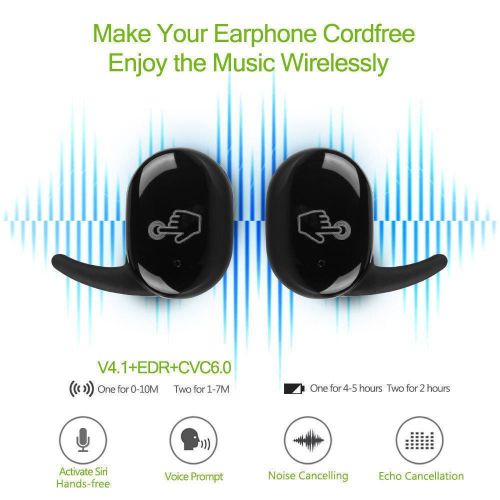  EEEkit Mini Wireless TWS Earbuds, Bluetooth V4.2+ EDR Earphone Smallest Wireless Invisible Headphone, Noise Cancelling Stereo Surround Headset, for iPhone and Android Smart Phones