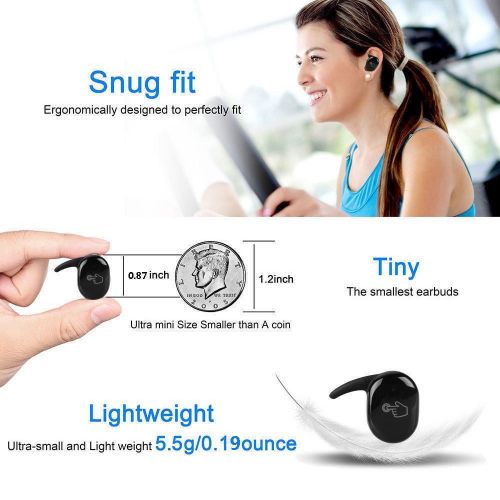  EEEkit Mini Wireless TWS Earbuds, Bluetooth V4.2+ EDR Earphone Smallest Wireless Invisible Headphone, Noise Cancelling Stereo Surround Headset, for iPhone and Android Smart Phones