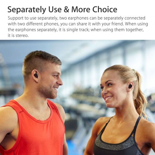  EEEkit Bluetooth 4.2 Bass True Wireless Headphones, Sports Wireless Earbuds Earphones, Built-in Microphone for iPhone, Samsung, Android Phone