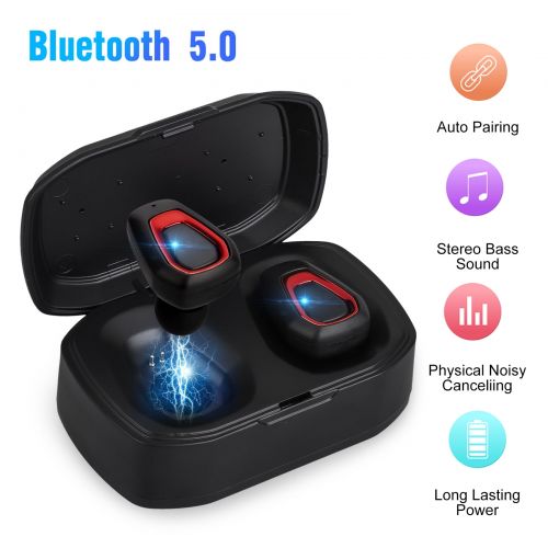  EEEkit Bluetooth 4.2 Bass True Wireless Headphones, Sports Wireless Earbuds Earphones, Built-in Microphone for iPhone, Samsung, Android Phone