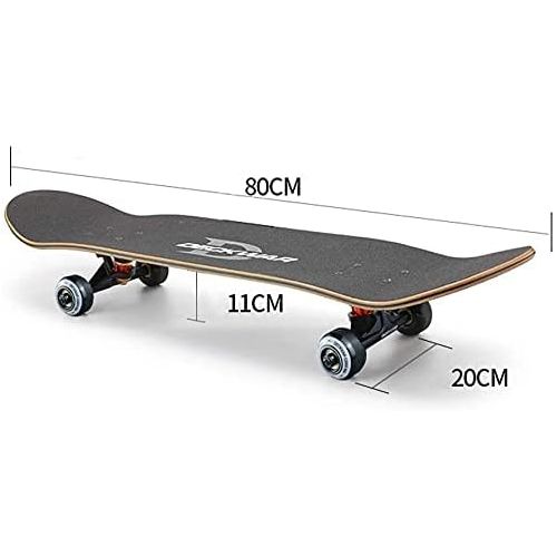  EEGUAI 31 inch Skateboard Double Kick Skate Board Cruiser Longboard 7Layer Maple Deck Skateboards for Kids and Beginners (Color : A)