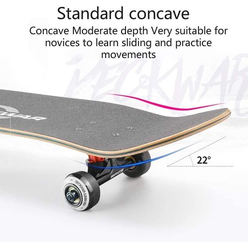  EEGUAI 31 inch Skateboard Double Kick Skate Board Cruiser Longboard 7Layer Maple Deck Skateboards for Kids and Beginners (Color : A)
