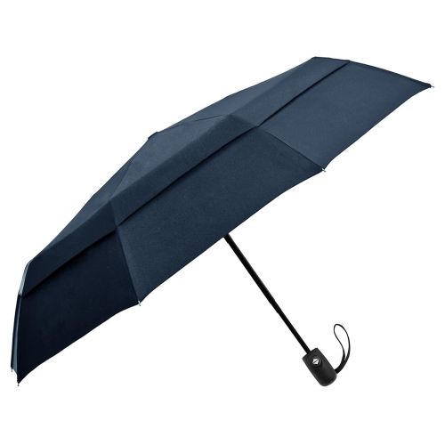  EEZ-Y Compact Travel Umbrella with Windproof Double Canopy Construction - Sturdy, Portable and Lightweight for Easy Carrying - Auto Open Close Button for One Handed Operation