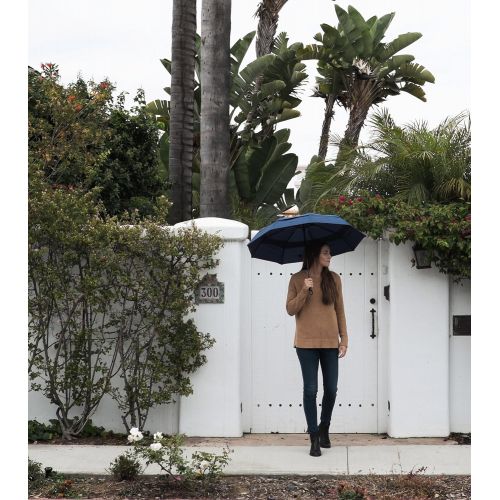  EEZ-Y Compact Travel Umbrella with Windproof Double Canopy Construction - Sturdy, Portable and Lightweight for Easy Carrying - Auto Open Close Button for One Handed Operation