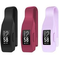 [아마존베스트]EEweca 3-Pack Clip for Fitbit Inspire or Inspire HR Holder Accessory, Black + Sangria + Lilac