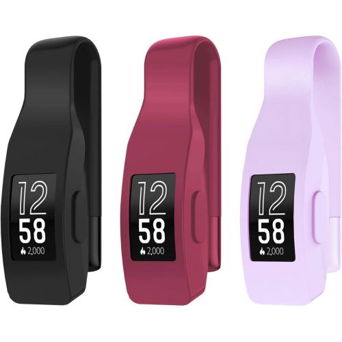  [아마존베스트]EEweca 3-Pack Clip for Fitbit Inspire or Inspire HR Holder Accessory, Black + Sangria + Lilac