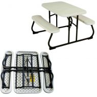 EFD Kids Table Bench Set Folding White Plastic Steel Portable All Weather Activity Picnic Outdoor Patio Play Room Children Table with Benches eBook By Easy&FunDeals