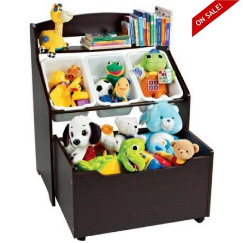  EFD Toy Storage Organizer With Bins, Shelf And Rollout Box Kids Room Wooden Unit & eBook By Easy&FunDeals