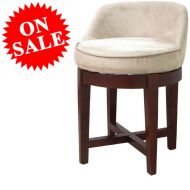 EFD Round Vanity Chair Wooden Cherry Frame Faux-Suede Beige Upholstery Padded Tufted Swiveling Modern Make Up Small Bathroom Vanity Chair eBook by Easy&FunDeals
