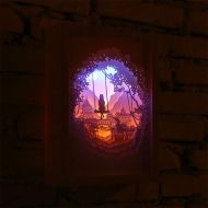EFGS Paper-Cut Light Box, Three-Dimensional Creative Shadow Box 3D Paper Carving Lamp Mood Night Light Romantic Atmosphere Lover