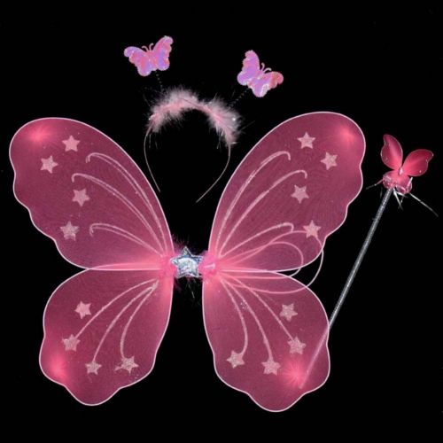  EFINNY Girls Butterfly Fairy Costume Wings Headband Magic Wand Set