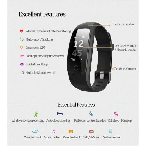  EFOSHM Fitness Armband Wasserdicht Sport Tracker Uhr mit Herzfrequenz