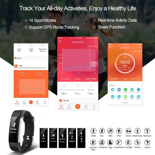  EFOSHM Fitness Tracker mit Pulsmesser, Wasserdicht IP67, Fitness Armband Uhr Aktivitatstracker Pulsuhren Bluetooth, Smart Armbanduhr Schrittzahler