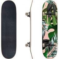 EFTOWEL Skateboards Tropical Palm Leaves Seamless Stylish Fashion Floral Pattern in Classic Concave Skateboard Cool Stuff Teen Gifts Longboard Extreme Sports for Beginners and Prof