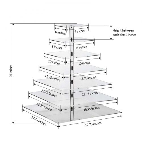  EFavormart Efavormart Square HEAVY DUTY Acrylic Crystal Glass Clear Cupcake Dessert Decorating Stand For Wedding Birthday Party Dessert Plate