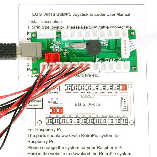  EG STARTS Jiu Man Arcade DIY Kit Parts USB Encoder To PC Games 5Pin Joystick + 10x Push Buttons Compatible For Mame KOF Street Fighter 4 Game