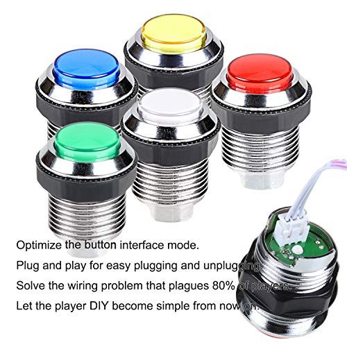  [아마존베스트]EG STARTS 2 Spieler Klassische Arcade Wettbewerb DIY Kits USB Encoder Zum PC Joystick + 8 Moeglichkeiten Aufkleber Chrome LED Leuchttaste 1 2 Spieler Muenze Tasten Fuer Arcade Mame Ra