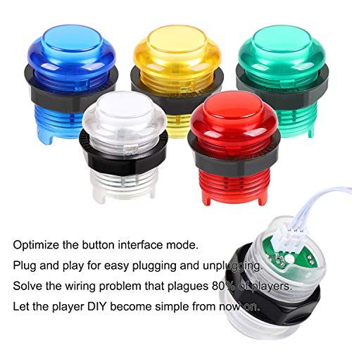  [아마존베스트]EG STARTS Nullverzoegerung USB Encoder zu PC Spiele Red Joystick + 10x LED beleuchtet 5V Druckknoepfe fuer Arcade Joystick DIY Kits Teile Mame Raspberry Pi 2 3 3B