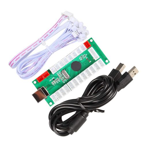  [아마존베스트]EG STARTS Arcade Classic DIY Kit Teile 2x USB-LED-Encoder zu PC Konsolen Spiele + 2x 4/8 Wege Joystick + 20x 5V beleuchtete Tasten fuer Mame Jamma (rot / blau Stick + MIX Farbtasten