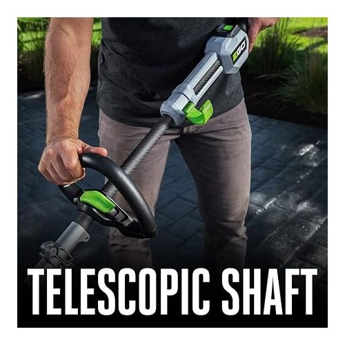  EGO Power+ ST1623T 16-Inch 56-Volt Lithium-Ion Cordless POWERLOAD™ with LINE IQ™ Telescopic Carbon Fiber Straight Shaft String Trimmer, 4.0Ah Battery and Charger Included