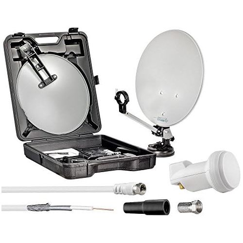  [아마존베스트]-Service-Informationen Mobile Digital Camping Set/Satellite System in Case with 40cm dish, Sauguss, 10m Cable and Single LNB HDTV 3D SkyPerfect for Camping