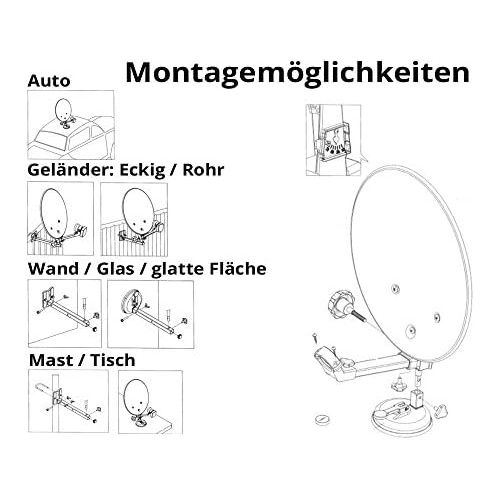  [아마존베스트]-Service-Informationen Mobile Digital Camping Set/Satellite System in Case with 40cm dish, Sauguss, 10m Cable and Single LNB HDTV 3D SkyPerfect for Camping