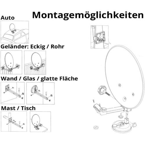  [아마존베스트]-Service-Informationen Mobile Digital Camping Set/Satellite System in Case with 40cm dish, Sauguss, 10m Cable and Single LNB HDTV 3D SkyPerfect for Camping