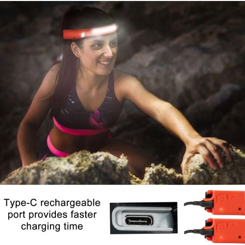  EGUKU Headlamp Flashlight, Rechargeable LED Headlamps 1200Lumens 2 COB 230°Wide Beam Headlight with Motion Sensor Bright 5 Modes Lightweight Waterproof Head Lamp for Outdoor Running, Cam