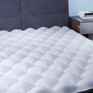 EHOMEBUY Overfilled Mattress Pad Cotton Fabric Mattress Topper Down Alternative Fill Mattress Pads, Queen (60 X 80 Inches)