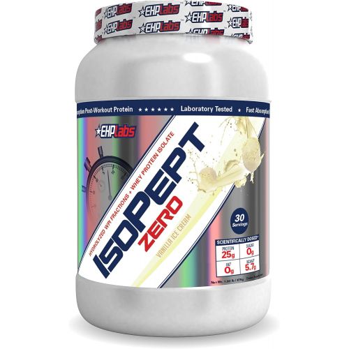  EHPlabs IsoPept Zero Vanilla Ice Cream (2lbs) Hydrolized WPI Fractions + Whey Protein Isolate, 25g of Protein Per Serving, 0 Sugar, 0 Fat, 5.7g of BCAAs - 30 Servings