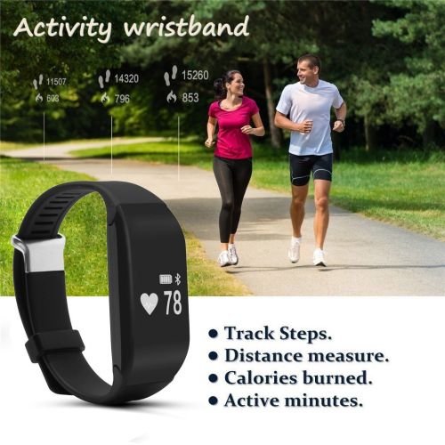  EIISON Fitness Tracker with Heart Rate monitor, E3 Activity Watch Step Walking Sleep Counter Wireless Wristband Pedometer Exercise Tracking Sweatproof Sports Bracelet for Android and iOS