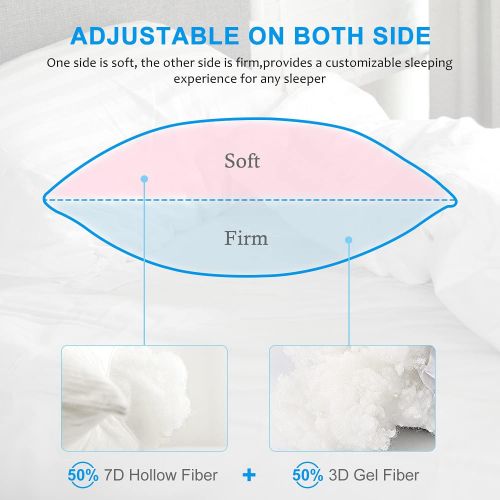  EIUE Hotel Collection Bed Pillows for Sleeping 2 Pack Queen Size，Pillows for Side and Back Sleepers,Super Soft Down Alternative Microfiber Filled Pillows,20 x 30 Inches