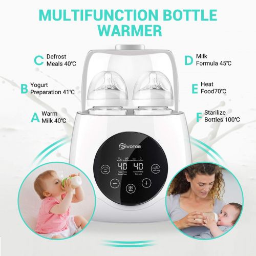  [아마존 핫딜] Baby Bottle Warmer Steam Sterilizer, EIVOTOR 6 in 1 Double Bottle Baby Bottle Warmer, LED Display & Baby Food Rapid Heater Warm Milk Formula Heat Food Defrost, BPA Free