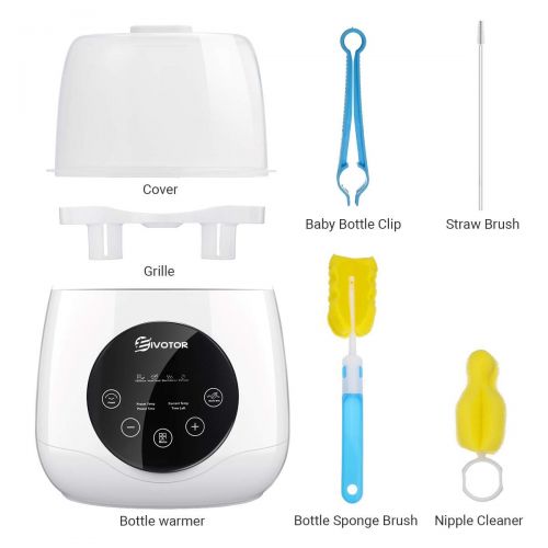  [아마존 핫딜] Baby Bottle Warmer Steam Sterilizer, EIVOTOR 6 in 1 Double Bottle Baby Bottle Warmer, LED Display & Baby Food Rapid Heater Warm Milk Formula Heat Food Defrost, BPA Free