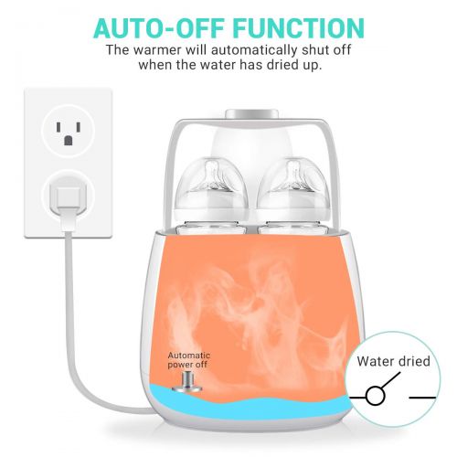  [아마존 핫딜] Baby Bottle Warmer Steam Sterilizer, EIVOTOR 6 in 1 Double Bottle Baby Bottle Warmer, LED Display & Baby Food Rapid Heater Warm Milk Formula Heat Food Defrost, BPA Free