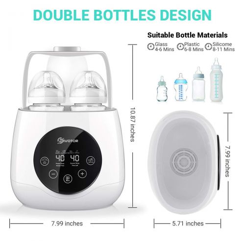  [아마존 핫딜] Baby Bottle Warmer Steam Sterilizer, EIVOTOR 6 in 1 Double Bottle Baby Bottle Warmer, LED Display & Baby Food Rapid Heater Warm Milk Formula Heat Food Defrost, BPA Free