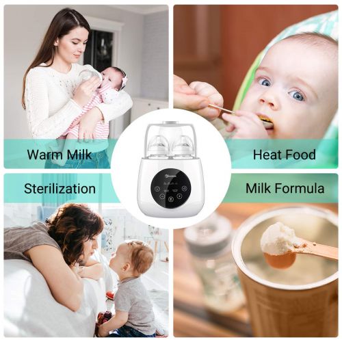  [아마존 핫딜] Baby Bottle Warmer Steam Sterilizer, EIVOTOR 6 in 1 Double Bottle Baby Bottle Warmer, LED Display & Baby Food Rapid Heater Warm Milk Formula Heat Food Defrost, BPA Free