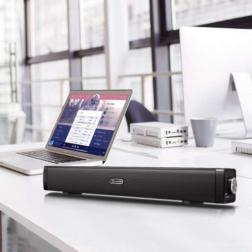  [아마존베스트]USB Computer Speakers, EIVOTOR Wired Computer Sound Bar, Stereo USB Powered Mini Soundbar Speaker for PC Cellphone Tablets Desktop Laptop TV (Black)