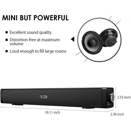  [아마존베스트]USB Computer Speakers, EIVOTOR Wired Computer Sound Bar, Stereo USB Powered Mini Soundbar Speaker for PC Cellphone Tablets Desktop Laptop TV (Black)